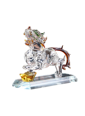 水晶貔貅摆件一对招財中式办公室桌居家客厅装饰皮丘貔恘开业礼品