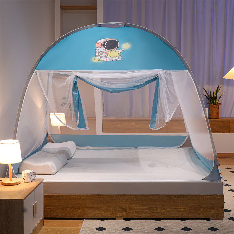 蒙古包蚊帐防摔遮光免安装儿童可折叠三开门防尘布加密网纱全底回