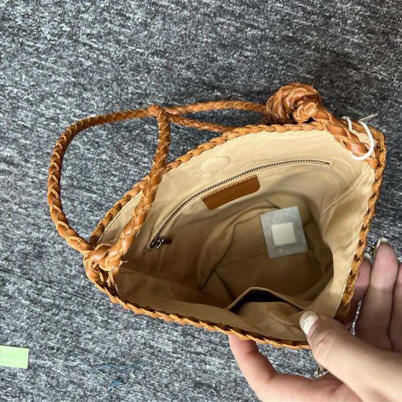 休闲法式单肩女学生菜篮托小众包包女编织特大包草编包大容量手