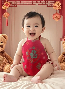 婴儿红色肚兜0-3-6个月初生宝宝防着凉兜兜新生儿夏季护肚兜肚A类