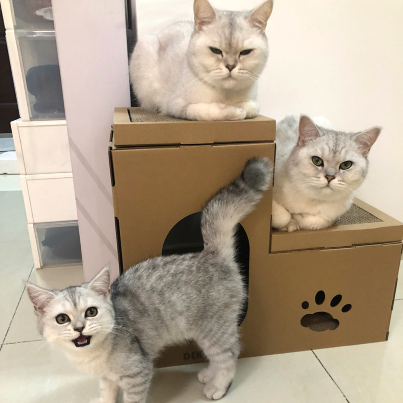 大号猫抓板猫窝纸箱磨爪器耐磨不掉屑电视机磨爪板中空猫抓柱爬架