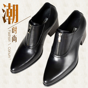 男青年发型师鞋 男鞋 子增高鞋 6CM小码 36白色 男式 英伦尖头皮鞋