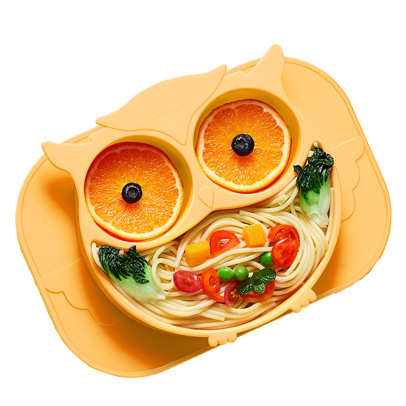 宝宝餐盘分格盘婴儿吸盘式学吃饭辅食碗儿童硅胶防摔卡通餐具套装