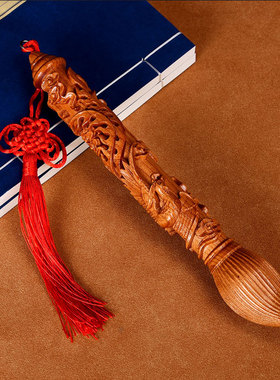 桃木文昌笔挂件木雕摆件学生礼物书房木质吊坠大号书桌中随身饰品