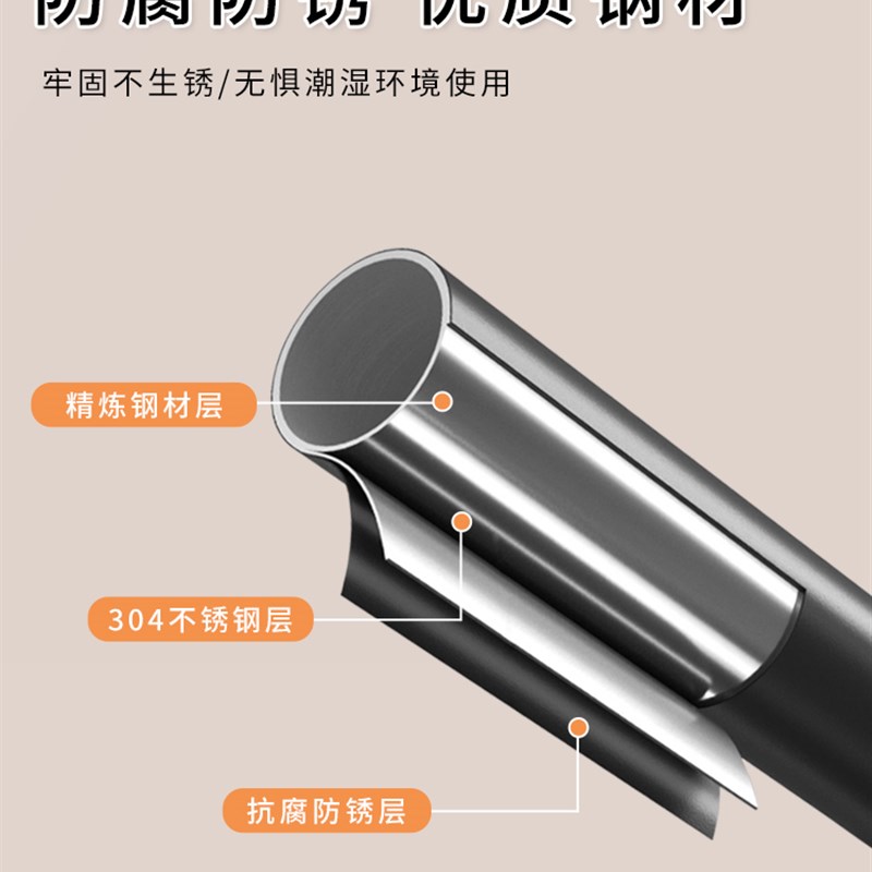 u型浴帘杆免打孔卫生间浴室洗澡淋浴房不锈钢一体成型定制弧形杆