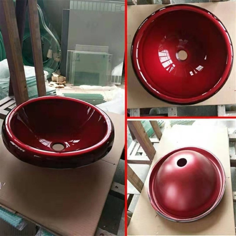 台上盆半嵌入式洗手盆圆形单盆台中盆卫生间洗脸盆钢化玻璃洗手池