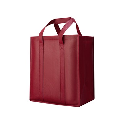 加厚拉链无纺布袋车线封口手提袋烟酒茶送礼礼品袋枣红色包装袋