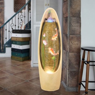 水渡烟云欧式流水喷泉水景室内风车客厅办公室落地摆件开业礼品水