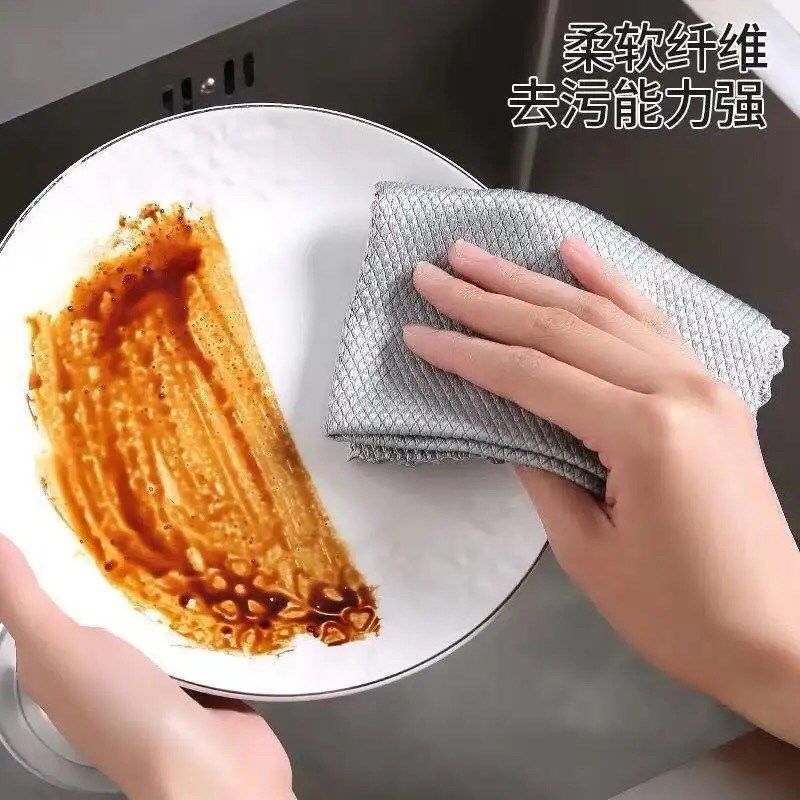 无痕鱼鳞抹布擦玻璃专用厨房吸水毛巾无水痕去油百洁布加厚洗碗布