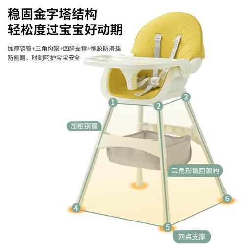 宝宝餐椅儿童餐椅家用吃饭餐桌椅子婴儿学坐椅多功能防摔座椅凳子