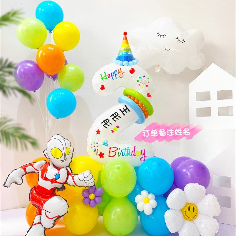 网红生日数字铝膜气球定制宝宝儿童生日场景氛围装饰布置拍照道具