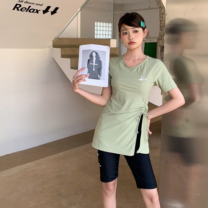 泳衣女2025新款胖mm分体平角泡温泉遮肚显瘦200斤高级感大码泳装