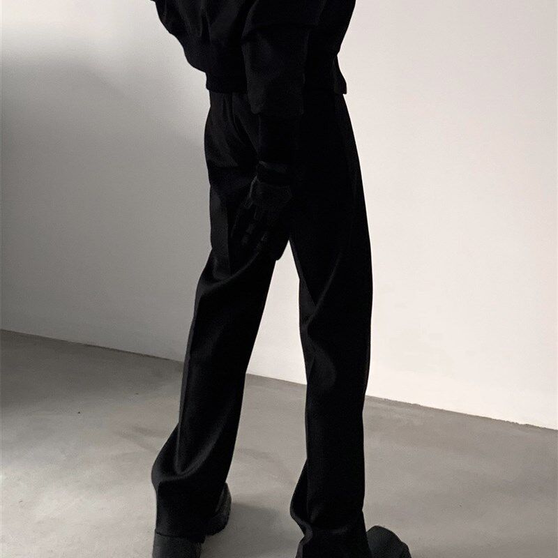 秋山风/小众高街vibe风开叉微喇叭西裤男垂坠感高级感堆积拖地裤