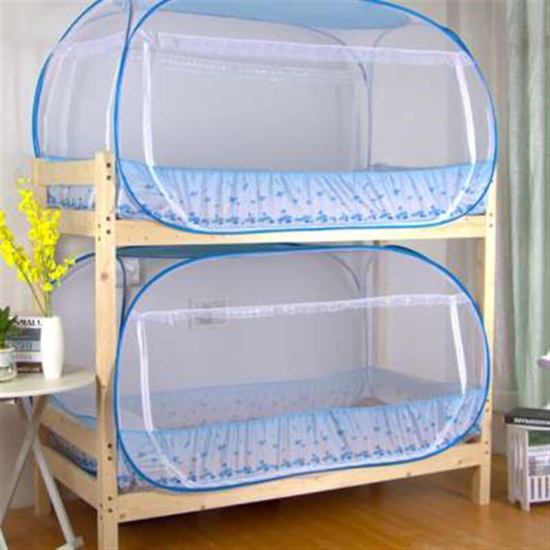 单人蚊帐学生宿舍 蒙古包上铺下铺免安装折叠拉链款上下床90190