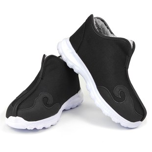 冬季道家道士靴男女加绒练功太极防滑保暖中帮十方鞋云勾云头棉鞋