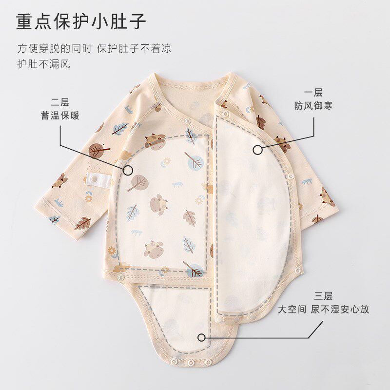 梦幻娃男女宝宝纯棉长袖包屁衣婴儿春秋装连体衣薄款三角哈衣保暖