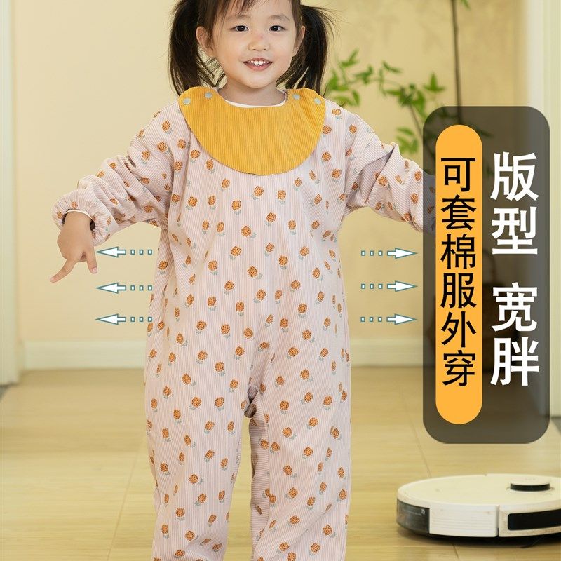 婴儿爬爬服女宝宝爬行服连体爬服公主哈衣外出爬行罩衣防水防脏