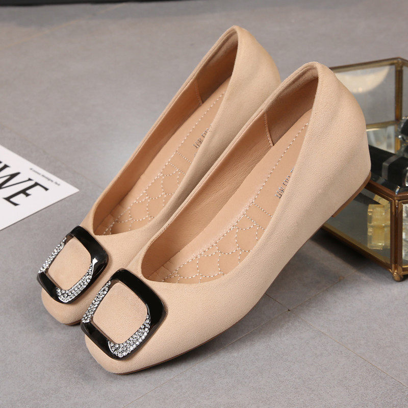 豆豆鞋秋季中跟2021年新款百搭韩版内增高绒面软底浅口坡跟单鞋女,女鞋,乐福鞋（豆豆鞋）,淘宝优惠券,粉丝福利购,淘宝优惠卷