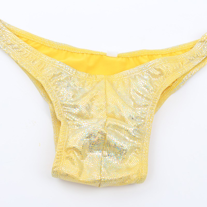 男士健美比赛三角裤纯色净面健美三角裤健身比赛裤裤头亮片C05