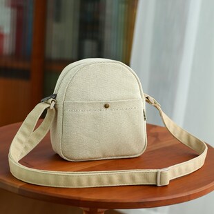 布奏亚麻夏天斜挎小包轻便手机包迷你散步包麻布小包包森系小挎包
