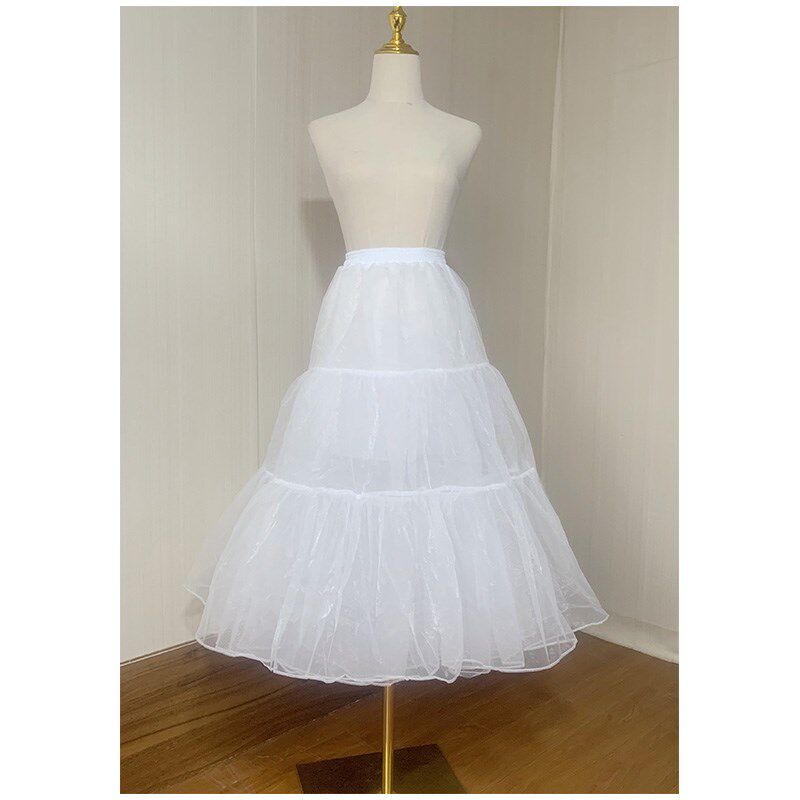 80cm裙撑Lolita无骨日常微篷4层纱长款纱裙A字W衬裙半身蓬蓬裙