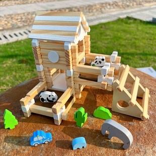 鲁班榫卯结构积木小小建筑师小屋动手拼搭木头盖房子儿童益智玩具