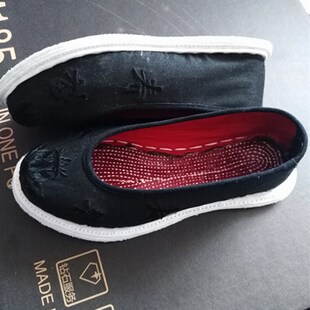 小圆口鞋 云南布鞋 黑色老人寿鞋 男千层底纯手工浅口鞋 民族风布鞋