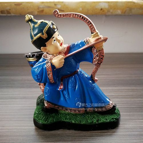 蒙古族特色卡通摆件 小孩射箭笔筒 内蒙古工艺品 草原旅游纪念品