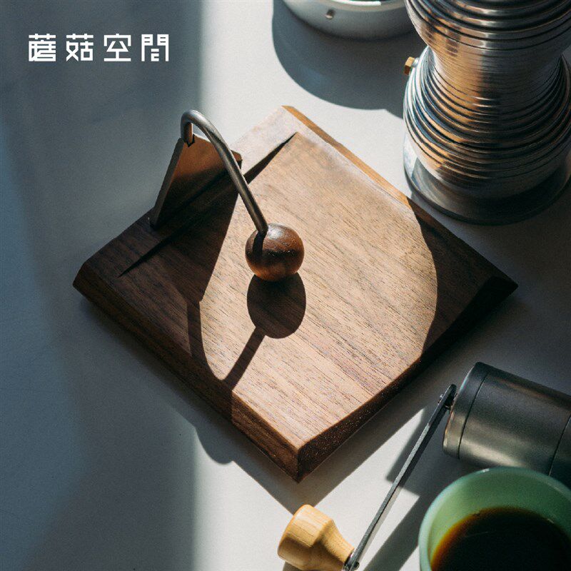 蘑菇空间中古风圆球纸巾架黑胡桃木压台餐厅餐巾纸盒子纸抽收纳盒