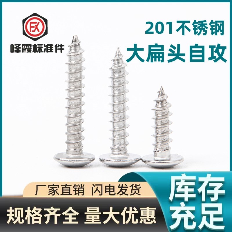 201不锈钢大扁头自攻尖尾螺丝蘑菇头圆头伞头螺丝钉M3 M4 M5