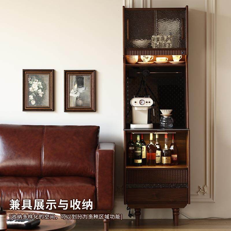 ltao1018法式古边柜实木木餐边柜黑胡桃美储物柜酒柜柜组合北中古