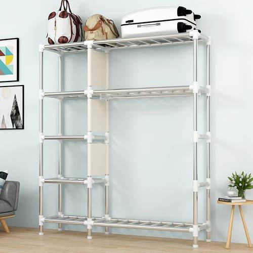 简衣易柜家用卧室架钢管加粗加固组装全钢布衣柜出租房用收衣见详