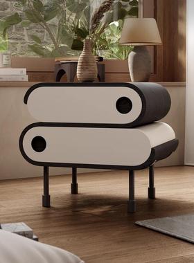 卧室黑色现代床ltao1015感柜意式极简柜奶油红晟风头设计师轻奢床