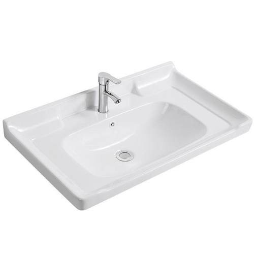 一体陶瓷智洁釉洗手盆单盆半嵌入盆式台HGJ中家用台盆卫盆生台间