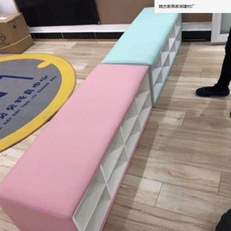 早教中心20乐场休可坐储息物鞋柜软包长条沙发凳放区鞋凳游座椅