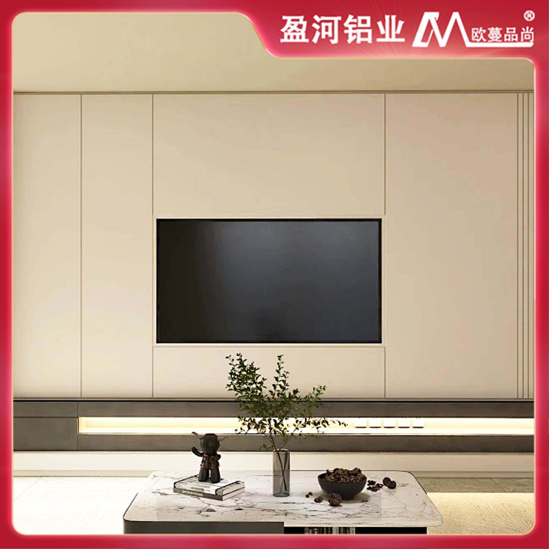 现代装背电视柜景墙一金体铝合电视柜家用客厅满墙组合储物收整柜