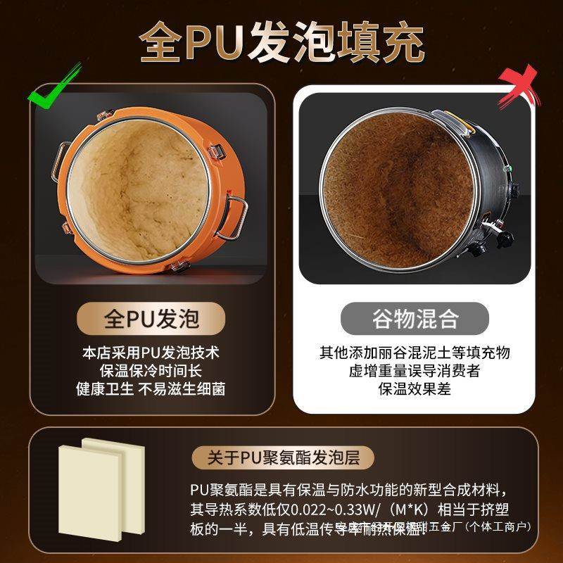 超厚保温桶商摆用摊304钢凉不粉冰块食堂配餐汤桶大容锈量TLQ大饭