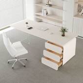 现代约悬浮书桌奶简油桦仁制造风意式 电岩板办公亚克桌力设计师款