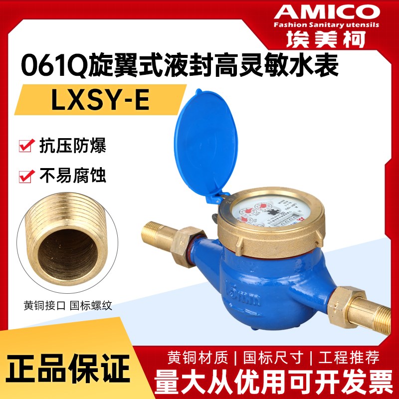 埃美柯061Q/QS高灵敏水表出租房家用机械液封冷水表铁壳防滴