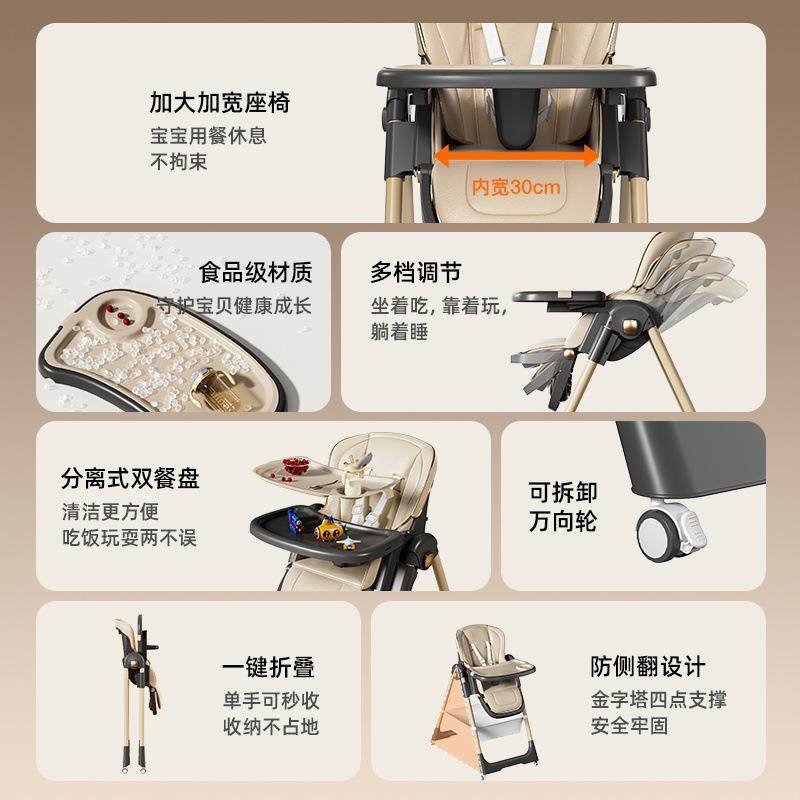 宝宝餐椅儿饭餐桌童椅家用多功能婴儿椅子无品牌/吃可折叠餐桌便