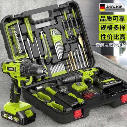德国芝装浦家用工具箱21v电钻套电动OYT螺丝刀多组合工具功全能套