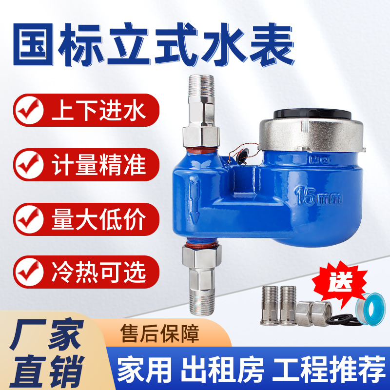 水表家用自来水表4分6分 出租屋专用国标高灵敏立式水表DN15/DN20