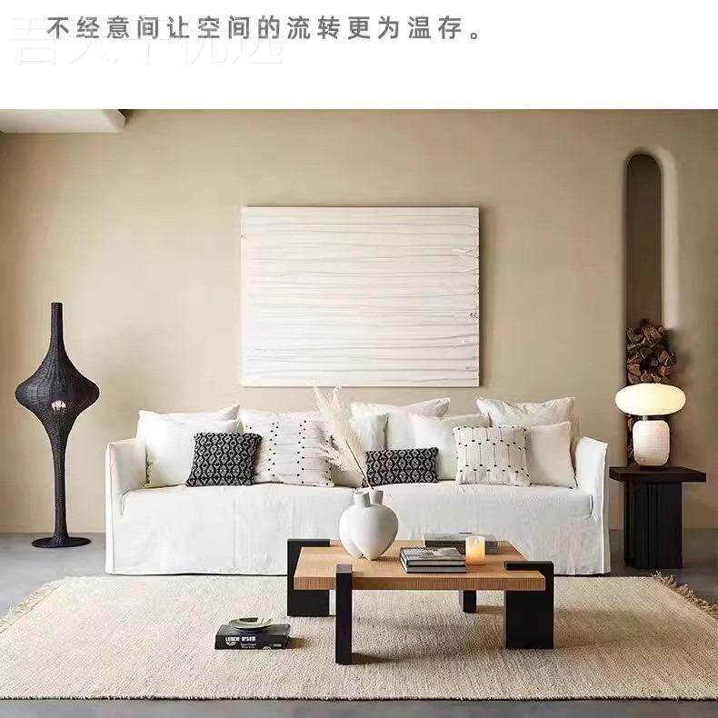 全拆洗沙发现代简FBP名客宿纯亚麻棉布艺寂小户侘型厅直排约双三