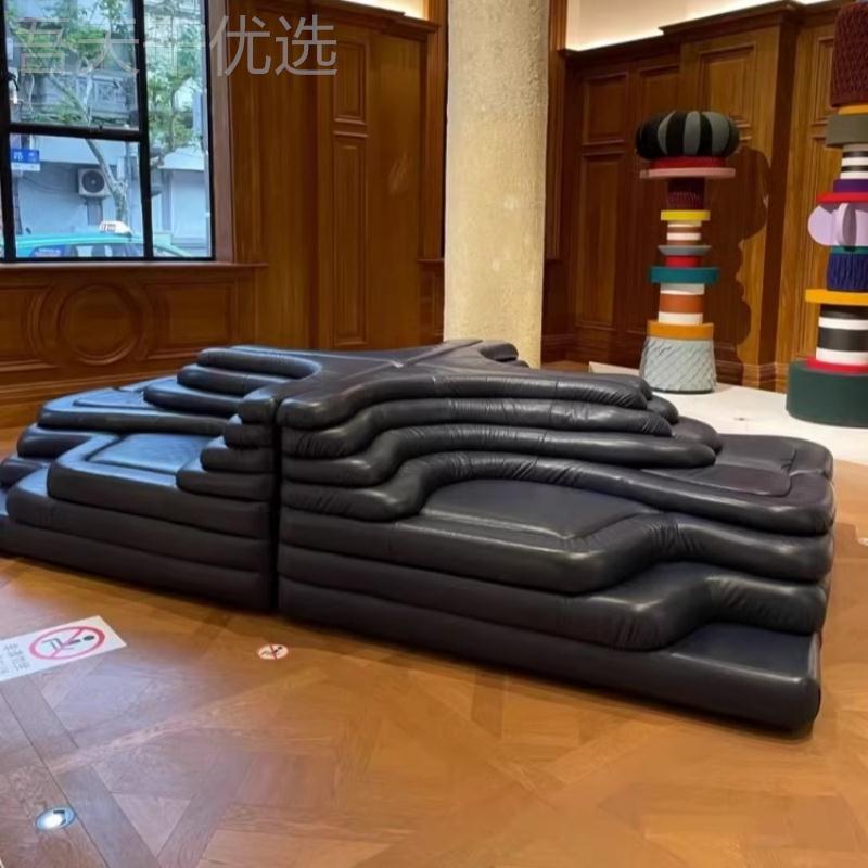 意式轻奢BAS简个中古田沙发设计师组合真皮性创意客极厅服装梯店