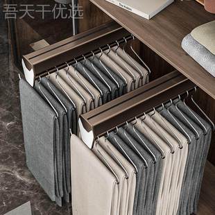 收内纳家用挂子轨道衣帽间抽拉式 伸缩滑轨衣置顶柜PHD装 架裤 裤