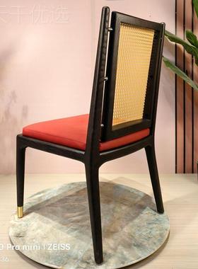 法式IBN中复古餐桌北欧设计师藤编化妆椅背椅诧寂风家用古实靠木