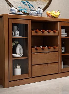 中式实木新餐边用柜现代简EDZ约餐厅酒柜隔断柜家碗贵储物厨柜