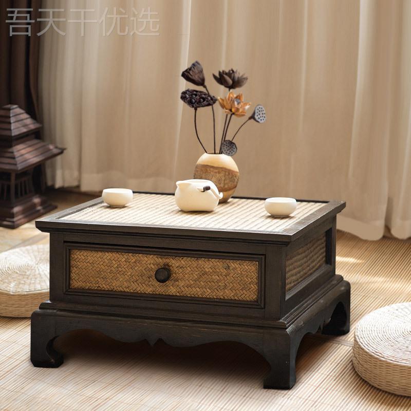 日窗式实木榻榻米小INU阳桌子方桌茶矮桌炕桌台飘茶几禅意茶桌台