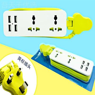 铜美标二扁B 欧标圆 英标USB插排插 接线板BYY插板座4US英规三方