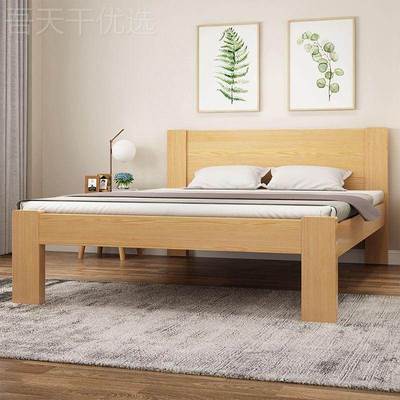 全实销木床现22986代简约松木1米5一八双人床高工米脚一米五厂家